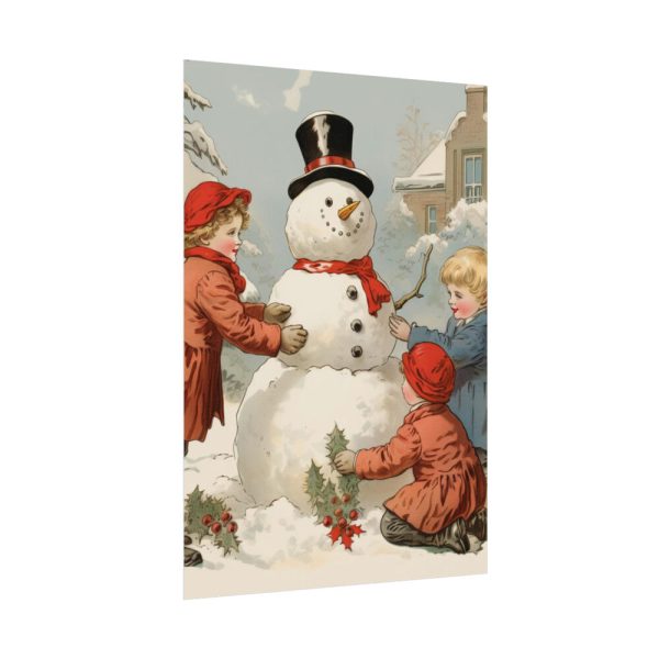 92410-262.jpg Vintage Children Building A Snowman Poster