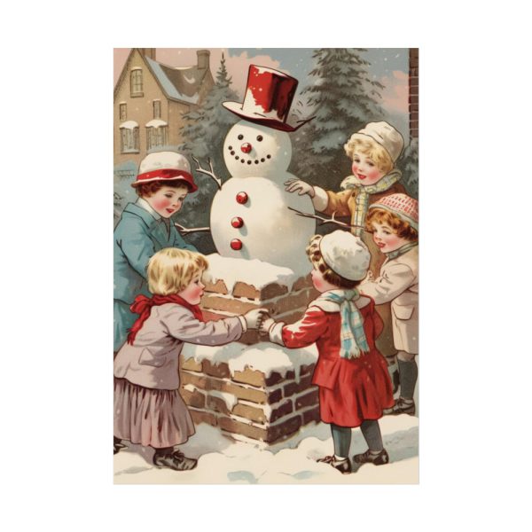 92410-265.jpg Children Building a Snowman in Their Front Yard Poster