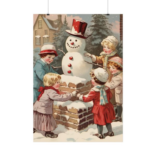 92410-266.jpg Children Building a Snowman in Their Front Yard Poster