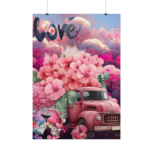 Valentine Love Flower Truck Gnome Poster