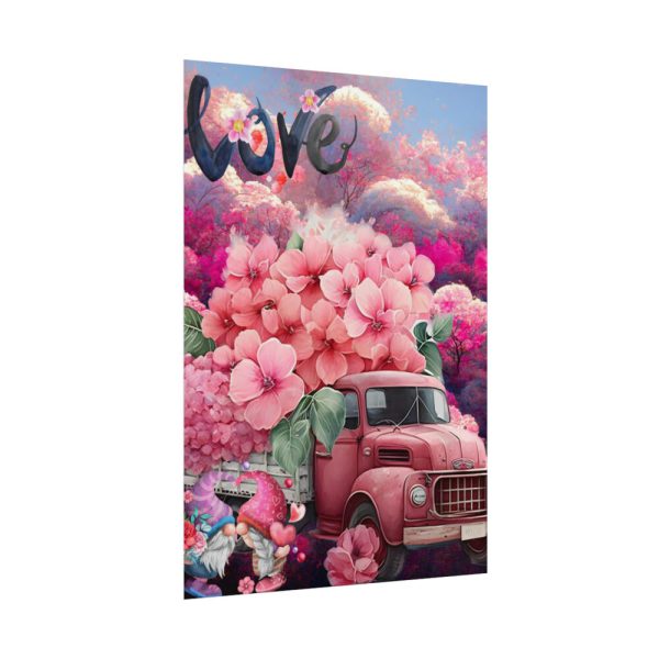 Valentine Love Flower Truck Gnome Poster