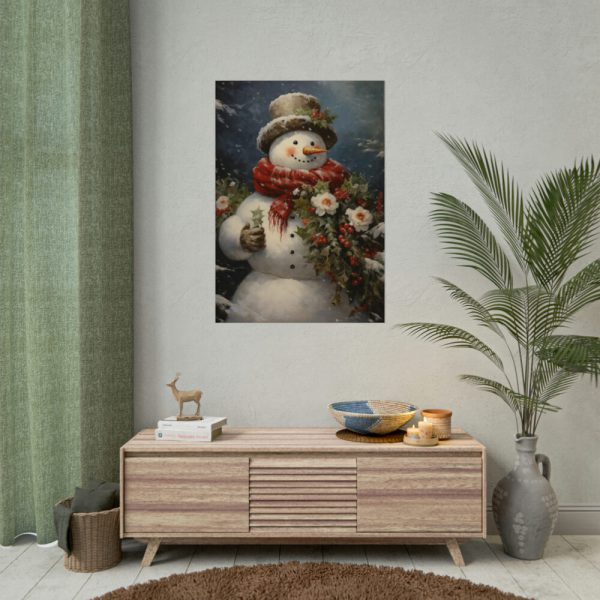 92410-68.jpg Snowman with Flowers Poster