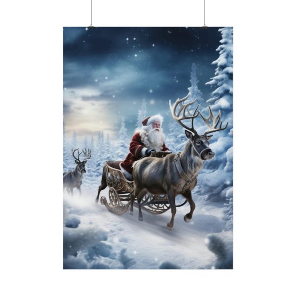 92411-106.jpg Santa And Reindeer In Snow Poster