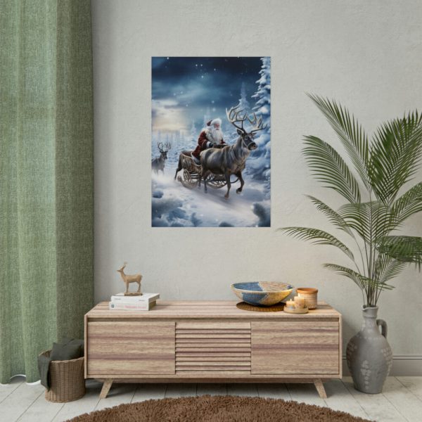 92411-108.jpg Santa And Reindeer In Snow Poster