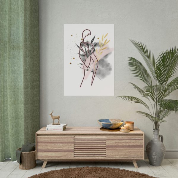 92411-223.jpg Plant Composition and a Pink and Black Line Art Poster