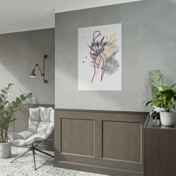 92411-224.jpg Plant Composition and a Pink and Black Line Art Poster