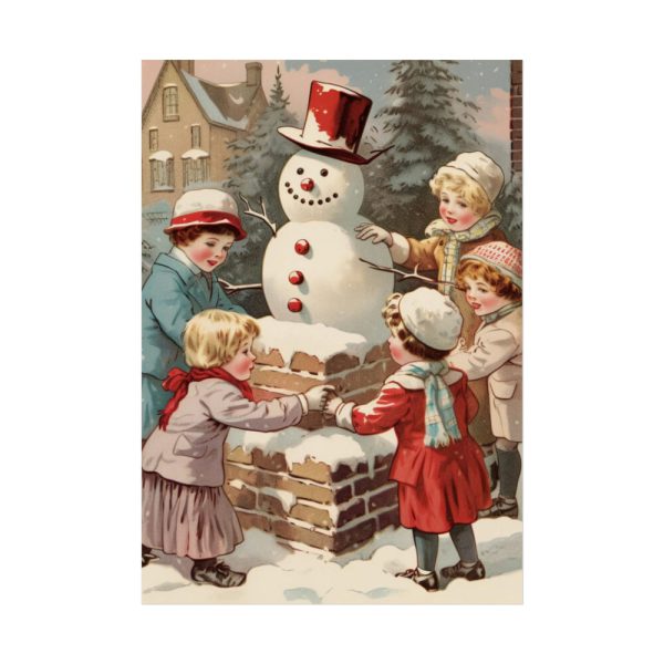 92411-260.jpg Children Building a Snowman in Their Front Yard Poster
