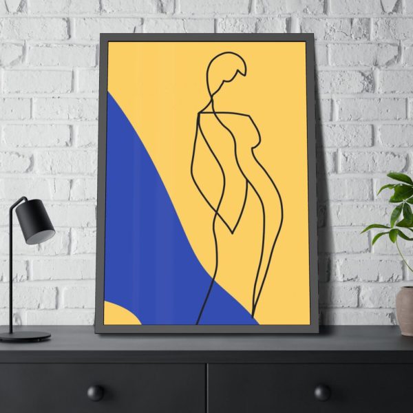 93830-155.jpg Line Art Drawing of a Woman Standing Framed Poster