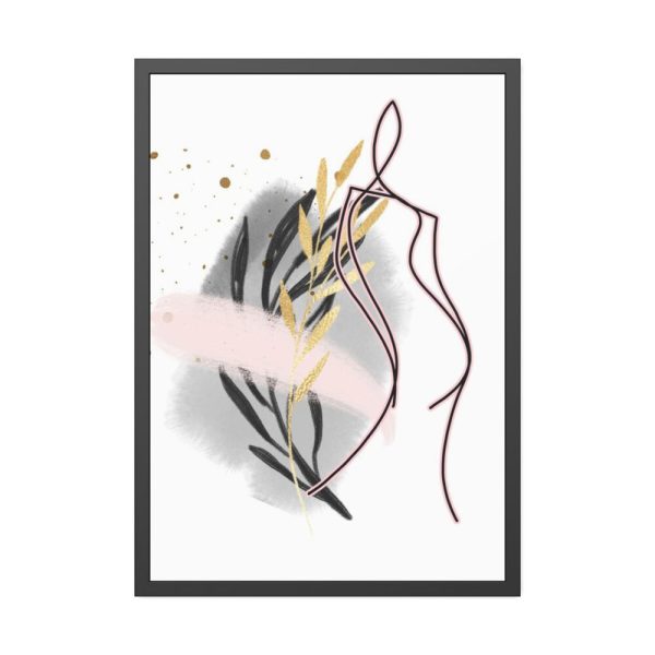 93830-184.jpg Pink and Black Line Art Overlay of a Woman Framed Poster