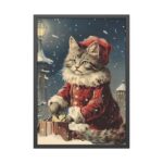 Winter Christmas Cat Framed Poster