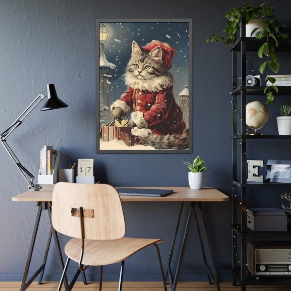 93830-198.jpg Winter Christmas Cat Framed Poster