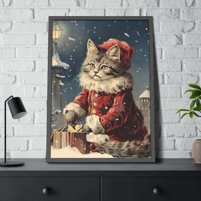Winter Christmas Cat Framed Poster - Image 4