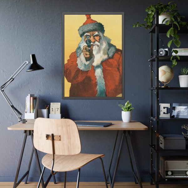 93830-22.jpg Santa Claus Pointing a Handgun Framed Poster