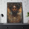 African Man Drawn In Watercolor Framed Poster