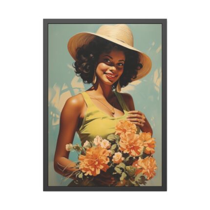 Woman With Flowers Framed Poster
