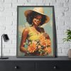 Woman With Flowers Framed Poster
