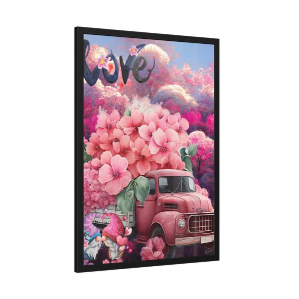 Valentine Love Flower Truck Gnome Framed Poster