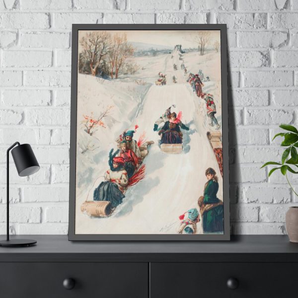 93830-47.jpg Tobogganing by L. Prang & Co Framed Poster