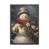 93830-56.jpg Snowman with Flowers Framed Poster