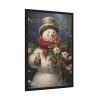 93830-57.jpg Snowman with Flowers Framed Poster