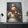 93830-59.jpg Snowman with Flowers Framed Poster