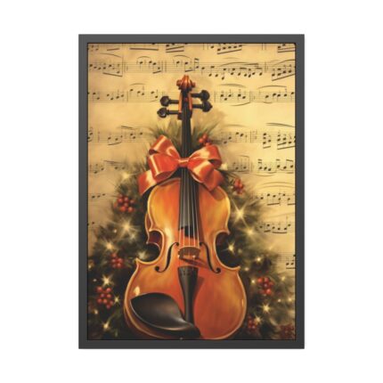 Vintage Christmas Cello Music Framed Poster