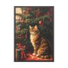 93830-76.jpg Cat By Christmas Tree Framed Poster