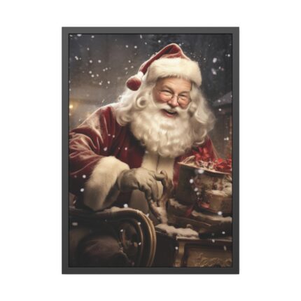 Santa Claus On A Sleigh Framed Poster