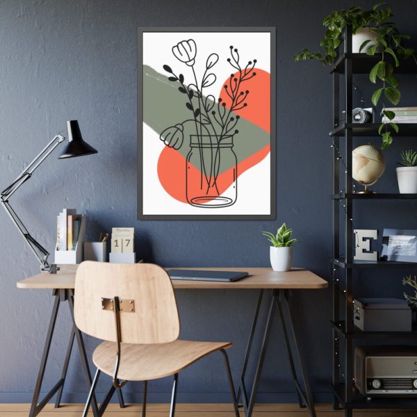 93831-178.jpg Abstract Mason Jar Flower Line Art Framed Poster