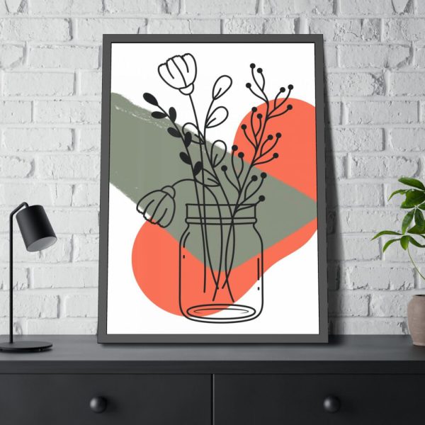 93831-179.jpg Abstract Mason Jar Flower Line Art Framed Poster