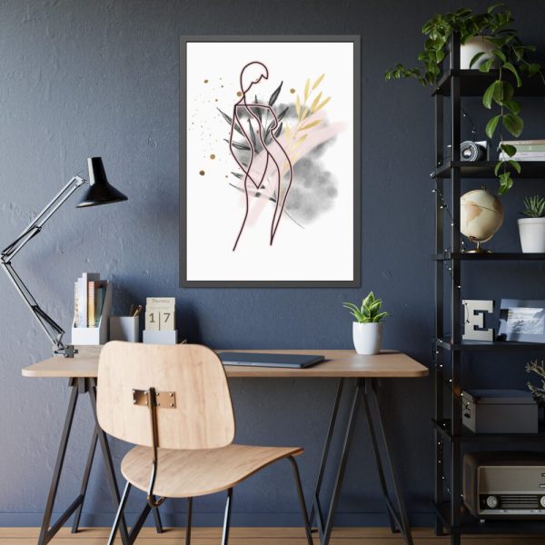 93831-182.jpg Plant Composition and a Pink and Black Line Art Framed Poster