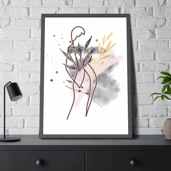 93831-183.jpg Plant Composition and a Pink and Black Line Art Framed Poster