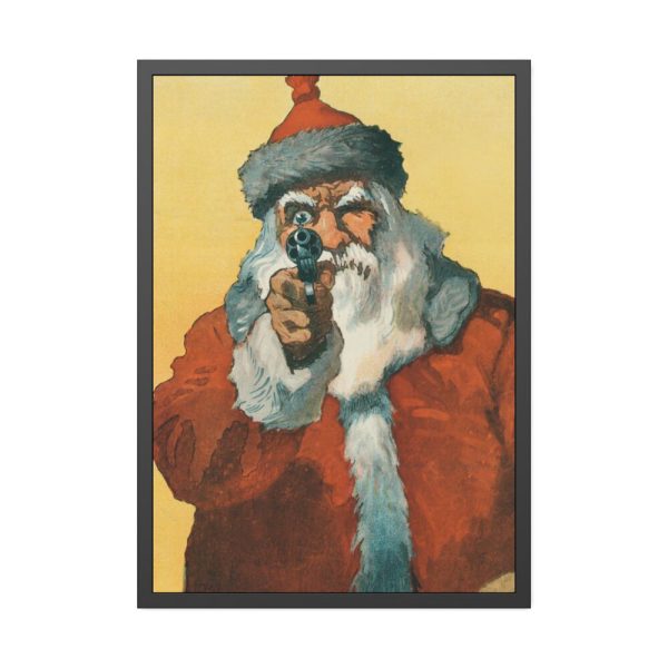 93831-20.jpg Santa Claus Pointing a Handgun Framed Poster