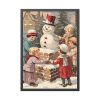 93831-216.jpg Children Building a Snowman in Their Front Yard Framed Poster