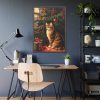 93831-78.jpg Cat By Christmas Tree Framed Poster