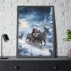 93831-91.jpg Santa And Reindeer In Snow Framed Poster
