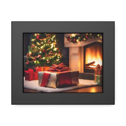 Christmas Gifts, Tree and Fireplace Framed Poster