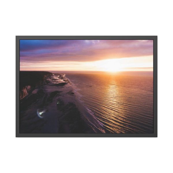 Sunset Over an Ocean Cliff Framed Poster