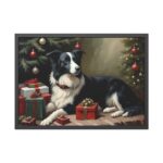 Border Collie Vintage Christmas Framed Poster