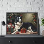 Border Collie Vintage Christmas Framed Poster - Image 4