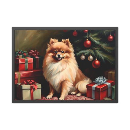 Pomeranian Vintage Christmas Framed Poster
