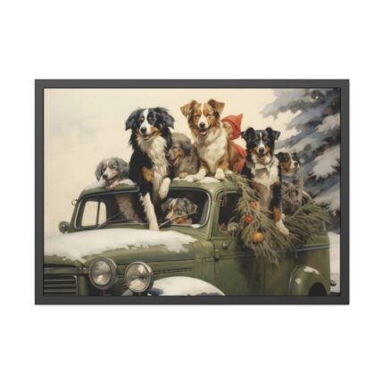 Dogs At Christmas Framed Poster
