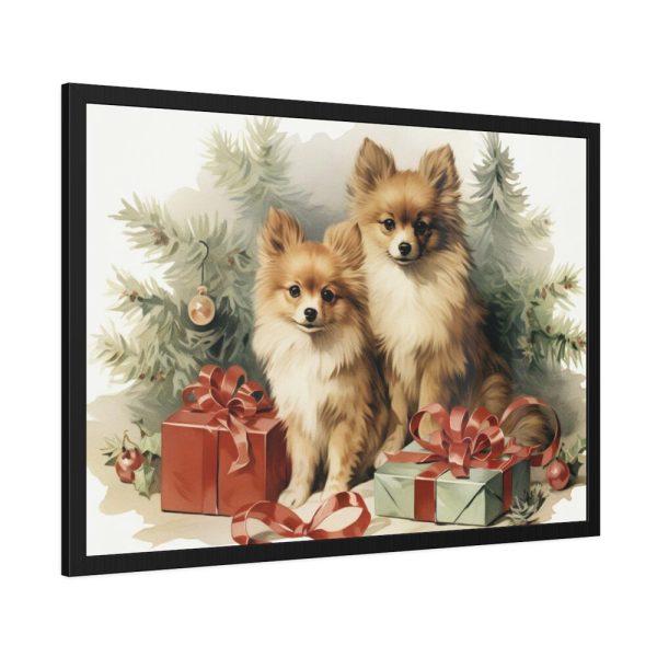 93854-201.jpg Pomeranian Dog At Christmas Framed Poster