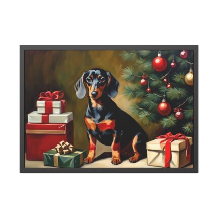 Dachshund Vintage Christmas Framed Poster