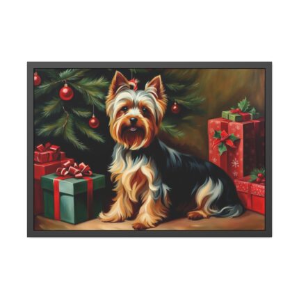 Yorkshire Terrier Vintage Christmas Framed Poster