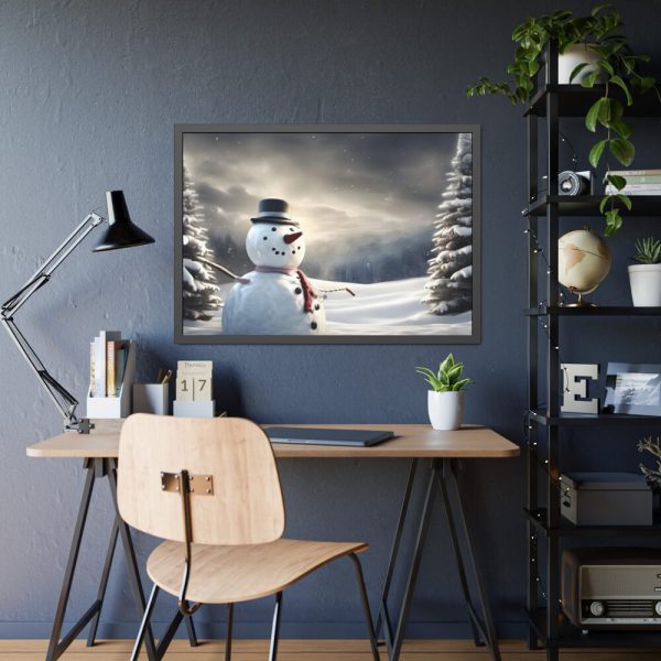 93854-238.jpg Christmas Landscape Snowman Framed Poster