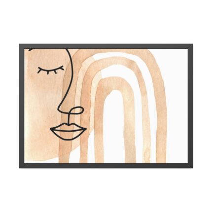 Boho Rainbow Line Art Face Framed Poster