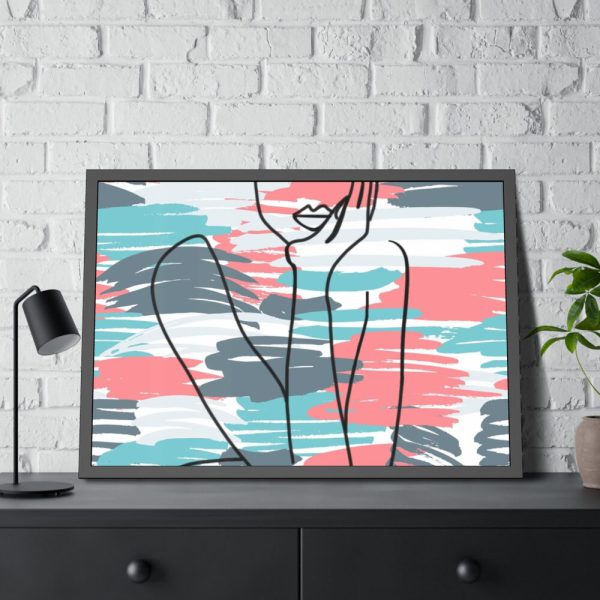 93854-287.jpg Line Drawing Of A Pondering Woman Framed Poster