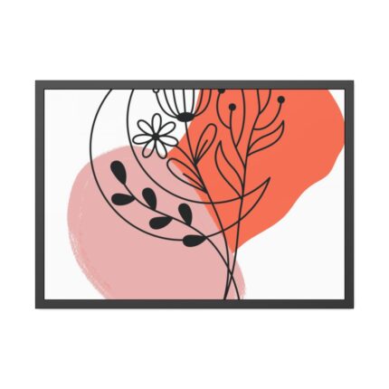Abstract Line Art Plant And Moon Framed Poster