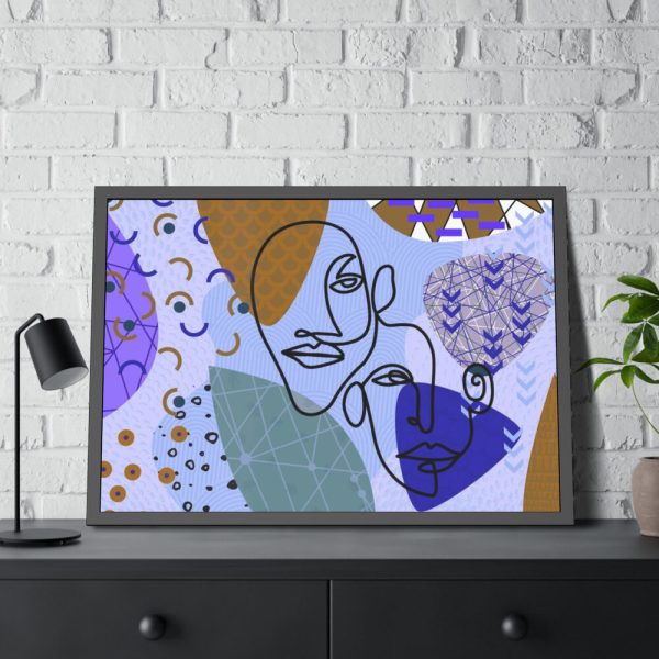 93854-323.jpg Line Art Abstract Face Illustration Framed Poster